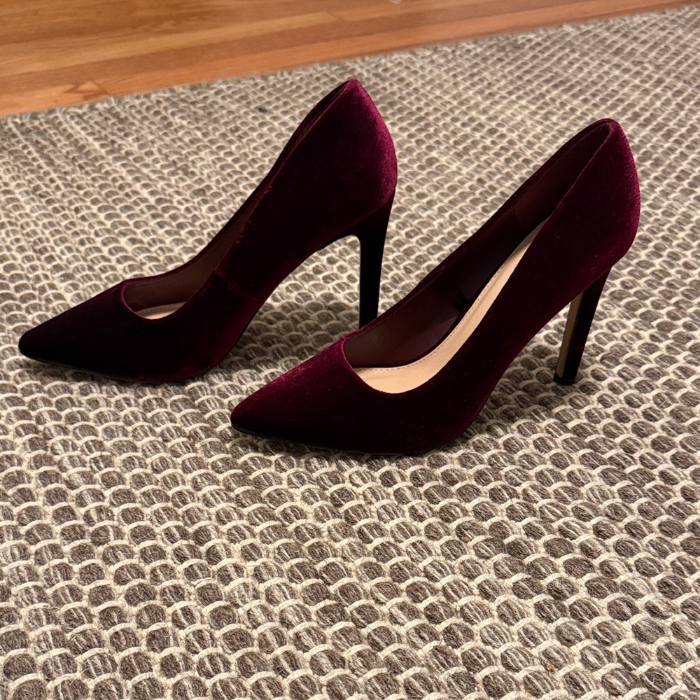 Forever 21 Deep Red Velvet Heels